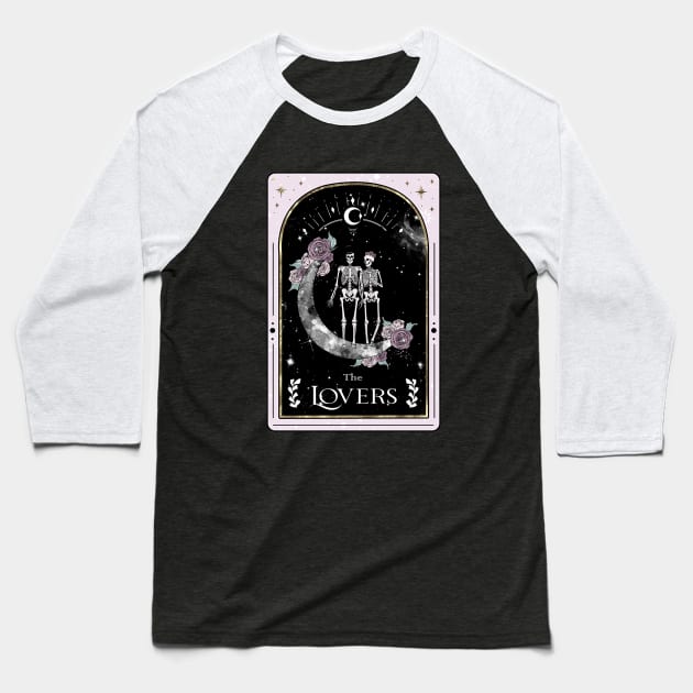 The Lovers Tarot Card Baseball T-Shirt by Occult Obsessions